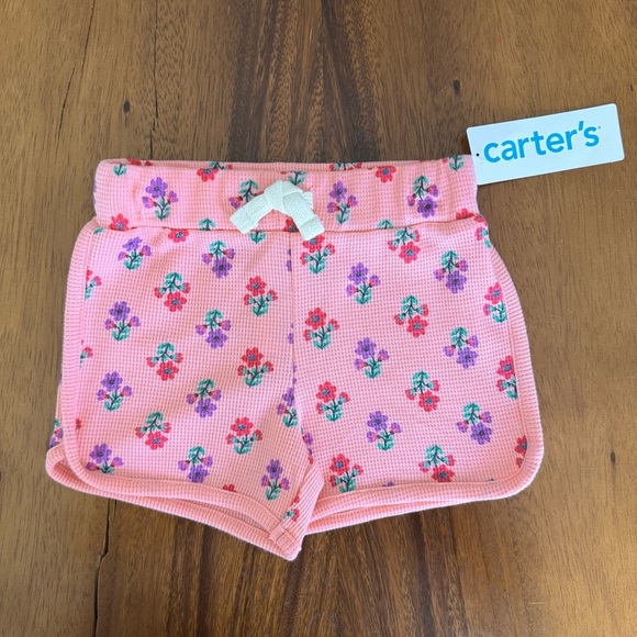 NWT Carter's Pink Floral Baby Girl Shorts Size 9M - Picture 1 of 3
